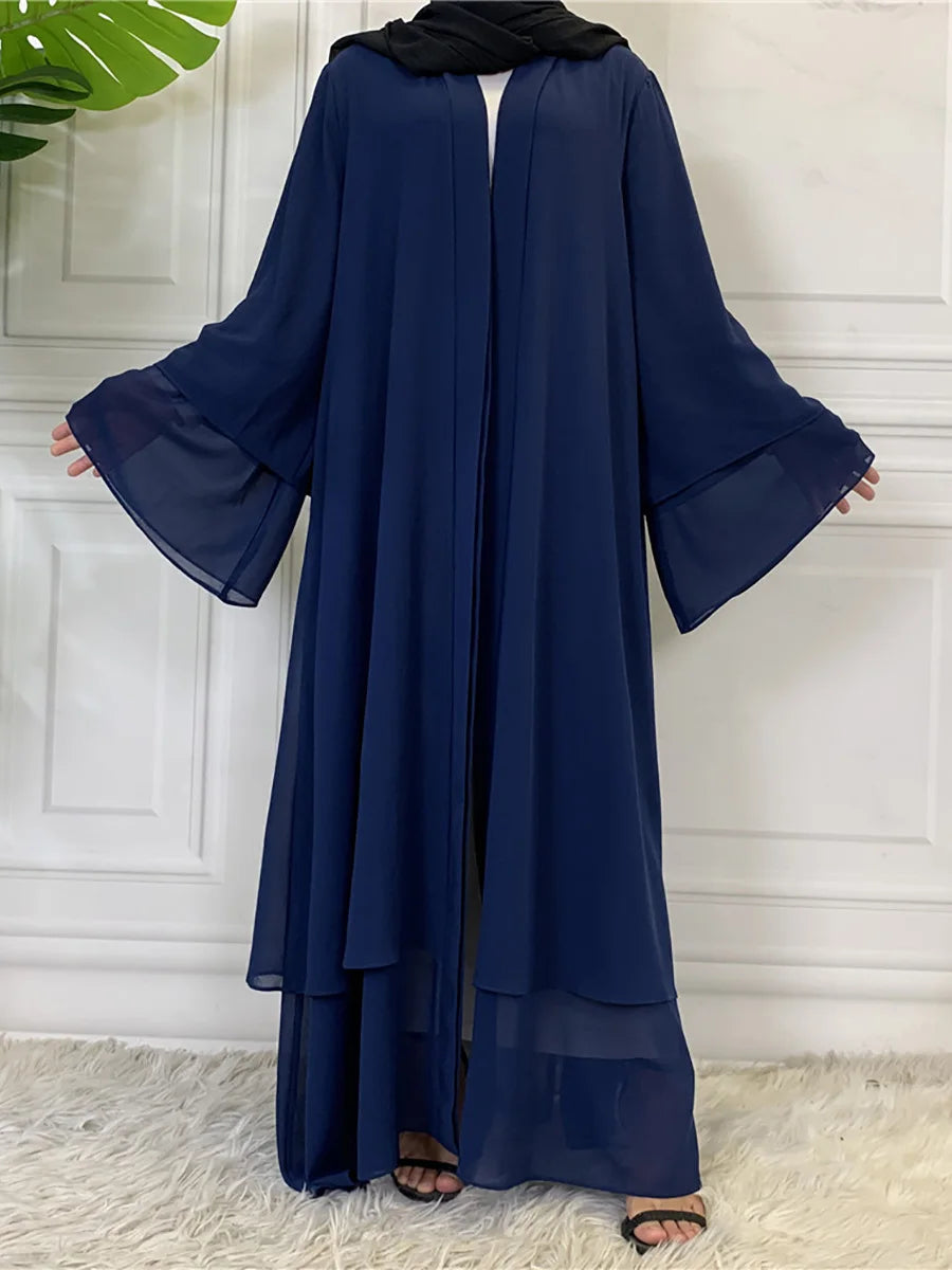 Chaomeng Ramadan Chiffon Open Abaya Dubai Turkey Kaftan Muslim for Women Kimono Modest Robe Femme Caftan Marocain Islam Clothing