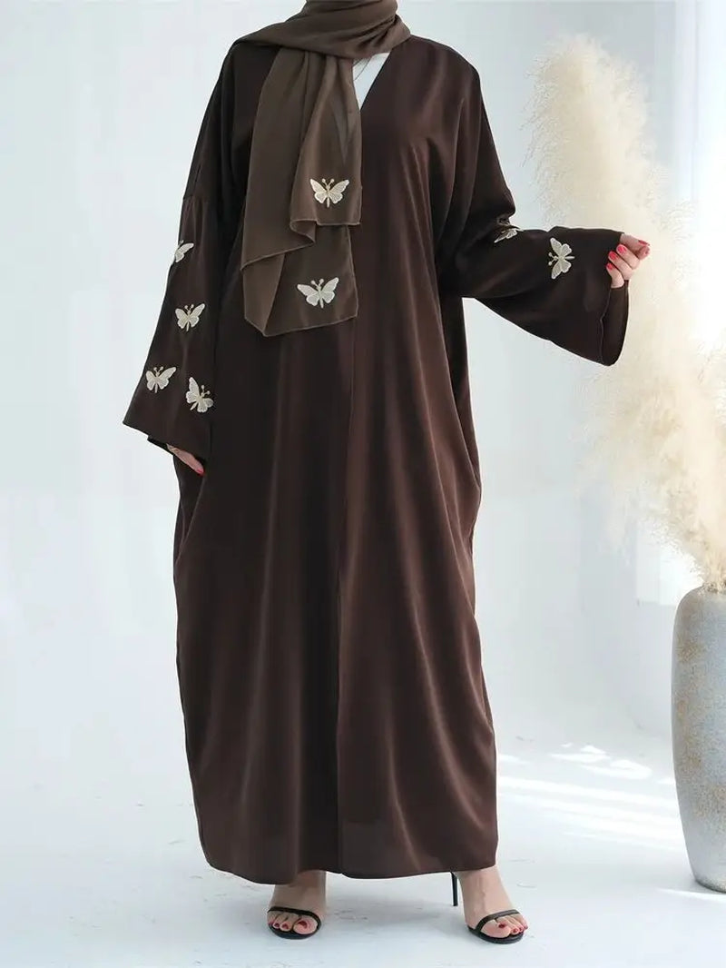 Ramadan Open Linen Butterfly Kimono Abaya Dubai Turkey Islam Muslim Dress Abayas for Women Kebaya Kaftan Robe Musulmane Femme