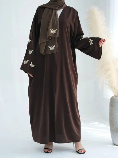 Ramadan Open Linen Butterfly Kimono Abaya Dubai Turkey Islam Muslim Dress Abayas for Women Kebaya Kaftan Robe Musulmane Femme