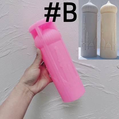 Modern Islamic Mosque Silhouette Pillar Candle – Decorative Ramadan & Eid Home Gift | Two Elegant Designs