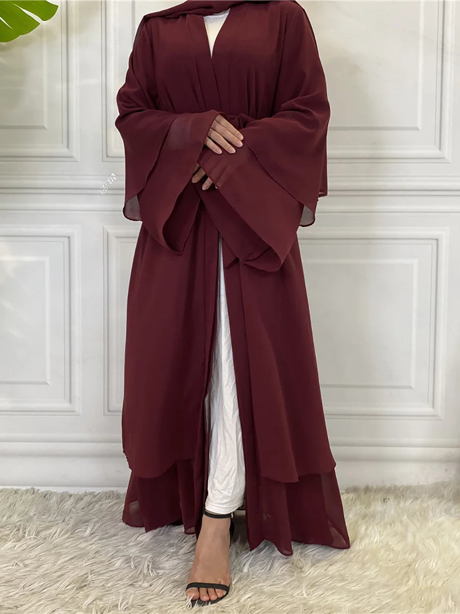 Chaomeng Ramadan Chiffon Open Abaya Dubai Turkey Kaftan Muslim for Women Kimono Modest Robe Femme Caftan Marocain Islam Clothing