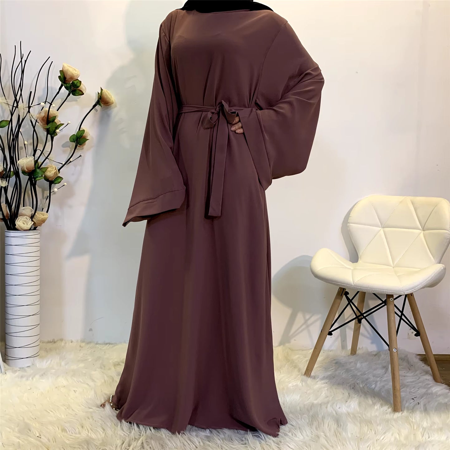 Muslim Fashion Hijab Dubai Abaya Long Dresses Women with Sashes Islam Clothing Abaya African Dresses for Women Musulman Djellaba