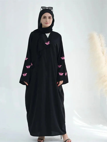 Ramadan Open Linen Butterfly Kimono Abaya Dubai Turkey Islam Muslim Dress Abayas for Women Kebaya Kaftan Robe Musulmane Femme