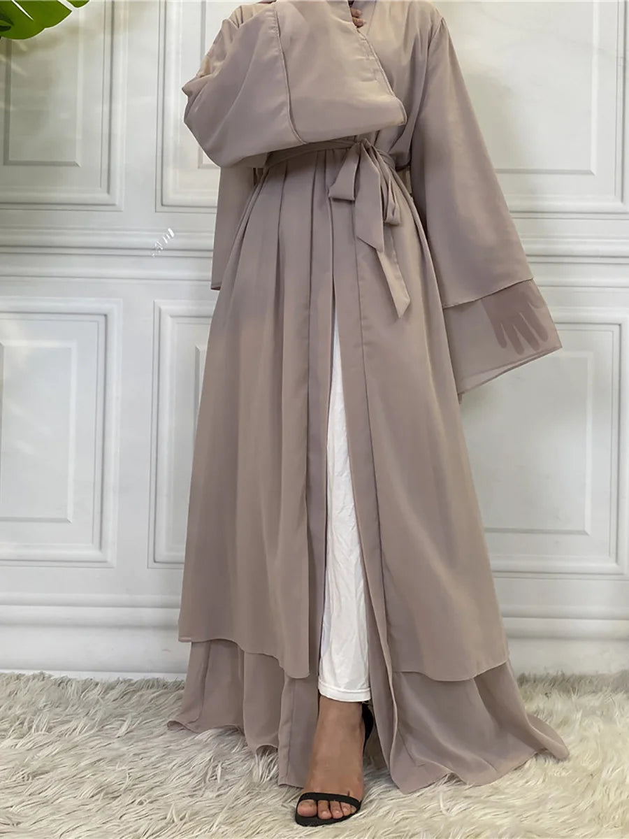 Chaomeng Ramadan Chiffon Open Abaya Dubai Turkey Kaftan Muslim for Women Kimono Modest Robe Femme Caftan Marocain Islam Clothing