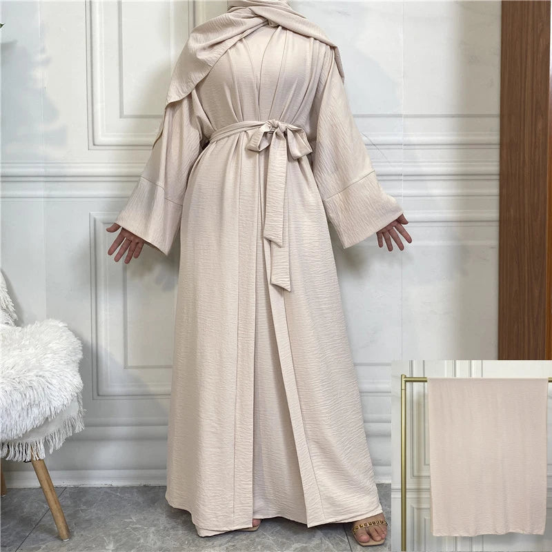 Abaya Women Muslim Long Dresses African Open Kaftan Dubai Turkey 2 Piece Set Luxury Islam Morocco Clothing Caftan Fashion Modest