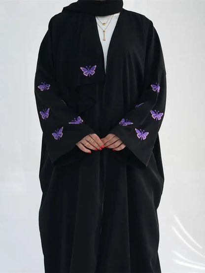 Ramadan Open Linen Butterfly Kimono Abaya Dubai Turkey Islam Muslim Dress Abayas for Women Kebaya Kaftan Robe Musulmane Femme