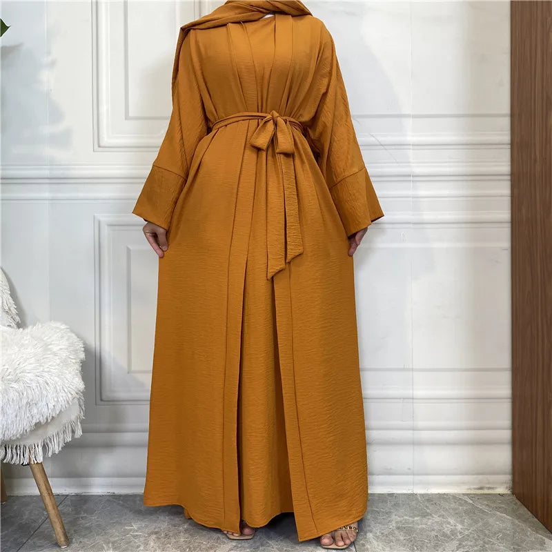 Abaya Women Muslim Long Dresses African Open Kaftan Dubai Turkey 2 Piece Set Luxury Islam Morocco Clothing Caftan Fashion Modest