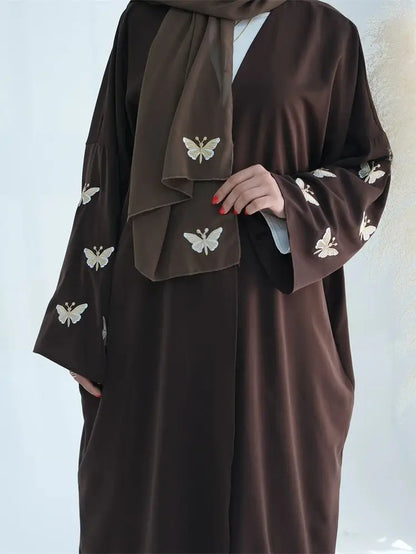 Ramadan Open Linen Butterfly Kimono Abaya Dubai Turkey Islam Muslim Dress Abayas for Women Kebaya Kaftan Robe Musulmane Femme