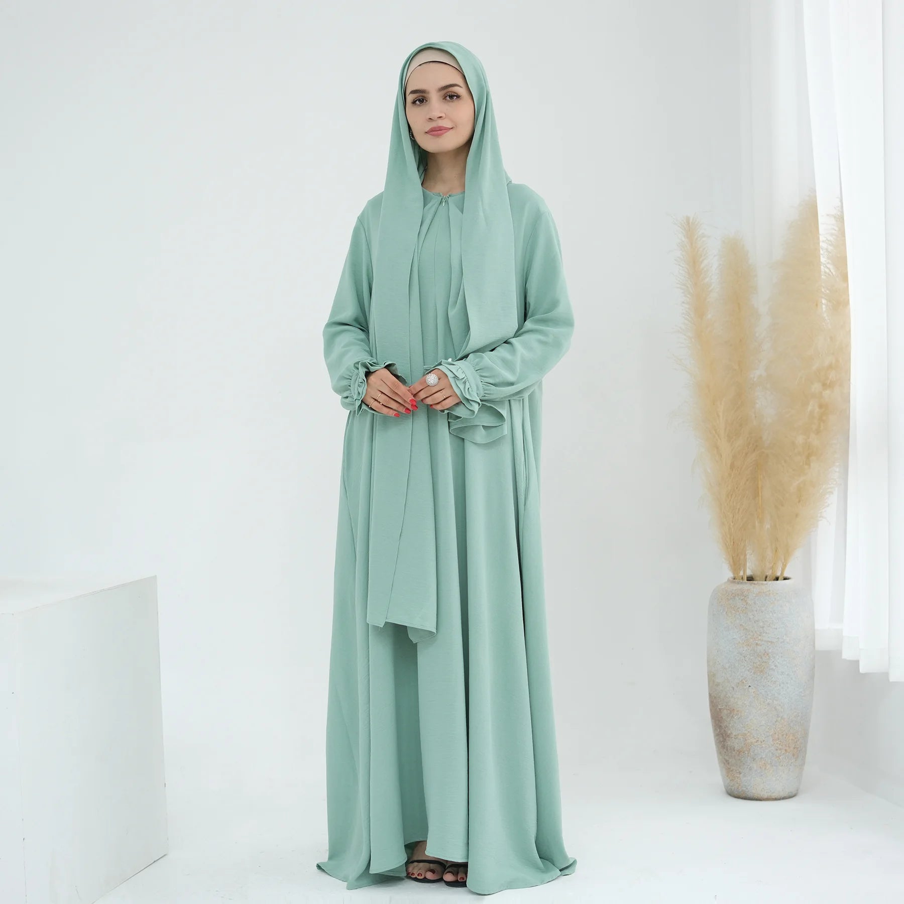 Ramadan Eid Dubai Khimar Abaya Islam Muslim Hijab Dress Prayer Clothes for Women Robe Musulmane Femme Vestido Djellaba Jalabiya