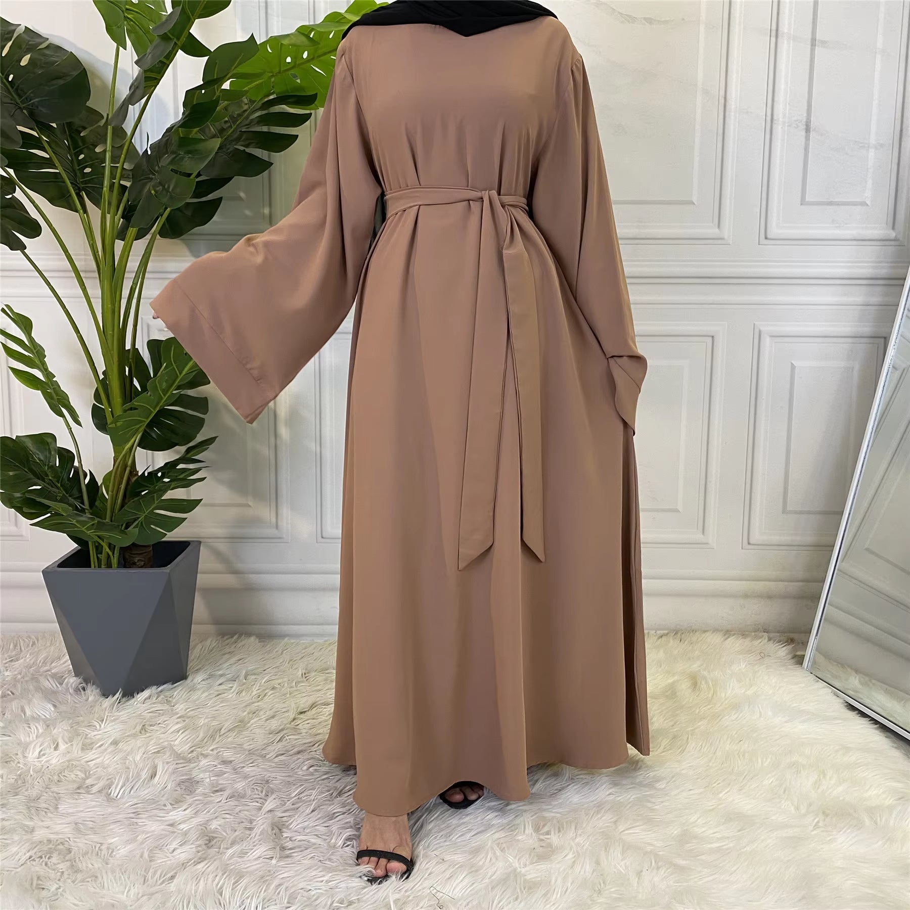 Muslim Fashion Hijab Dubai Abaya Long Dresses Women with Sashes Islam Clothing Abaya African Dresses for Women Musulman Djellaba