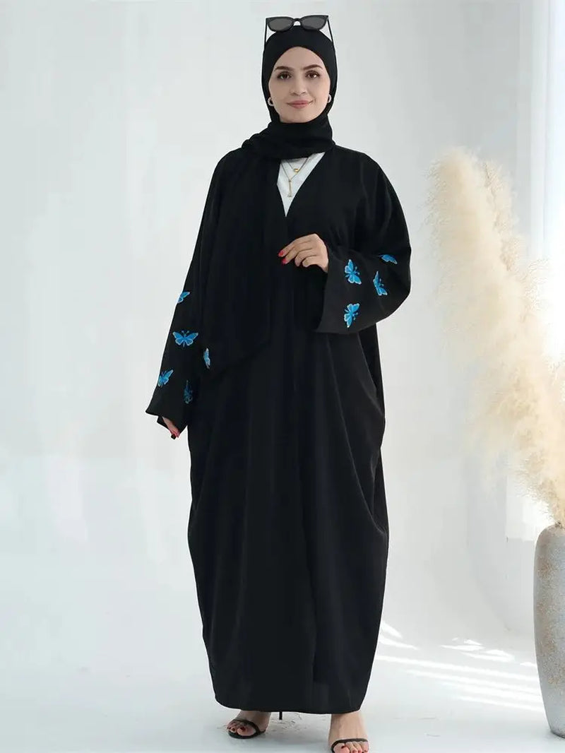 Ramadan Open Linen Butterfly Kimono Abaya Dubai Turkey Islam Muslim Dress Abayas for Women Kebaya Kaftan Robe Musulmane Femme