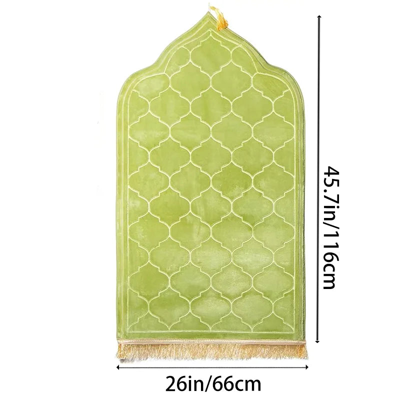 Thick Islamic Prayer Mat – Soft Flannel, Anti-Slip, with Tassels